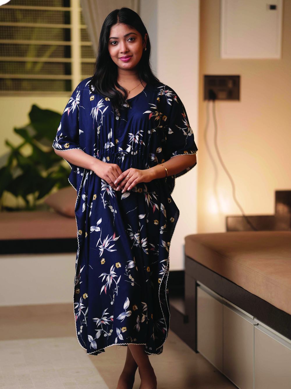 Midnight floral short kaftan