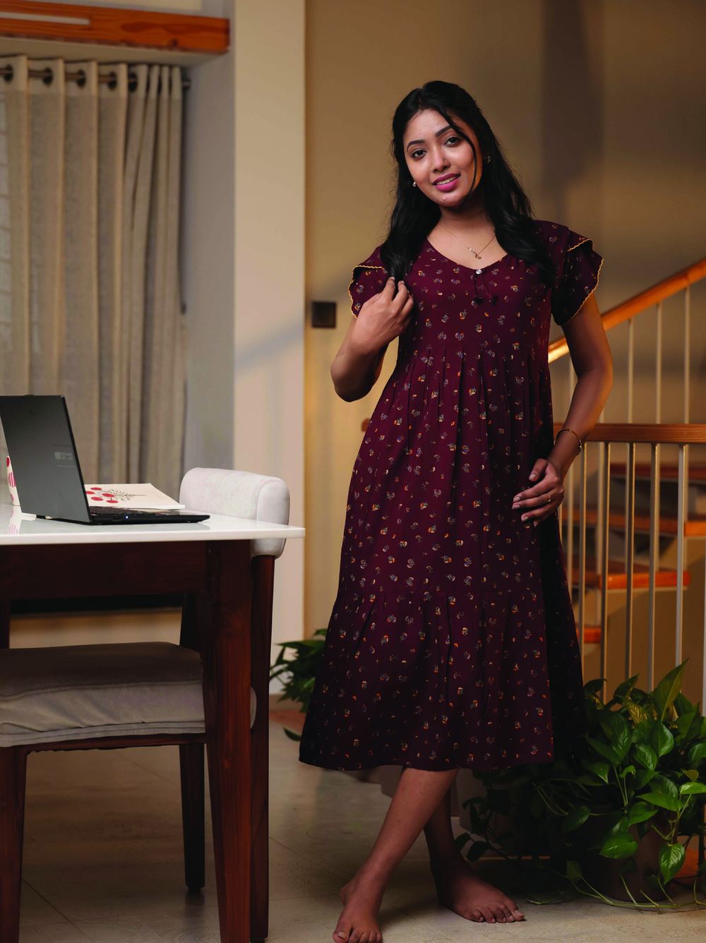 Merlot floral print work from home set